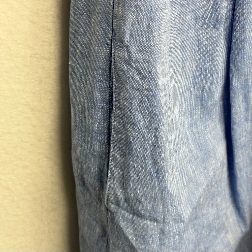 J. JILL Love Linen 100% Linen Button Down Sleeveless Blue Shirtdress S Pockets - Picture 5 of 9